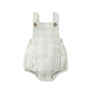 Organic Baby Gingham Overalls - Sage