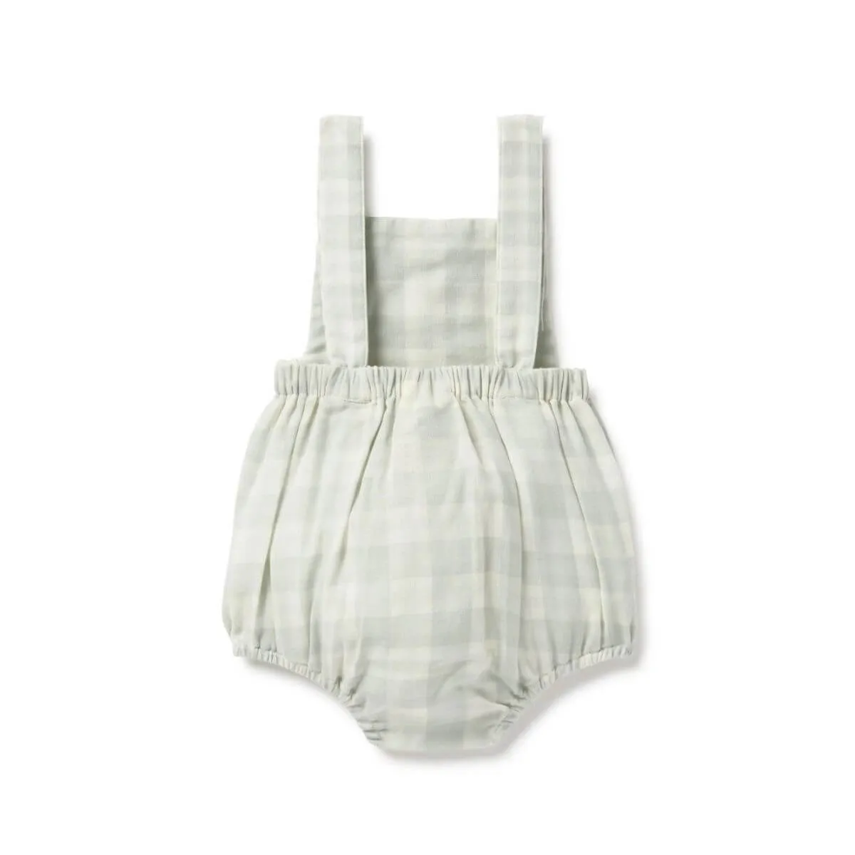 Organic Baby Gingham Overalls - Sage