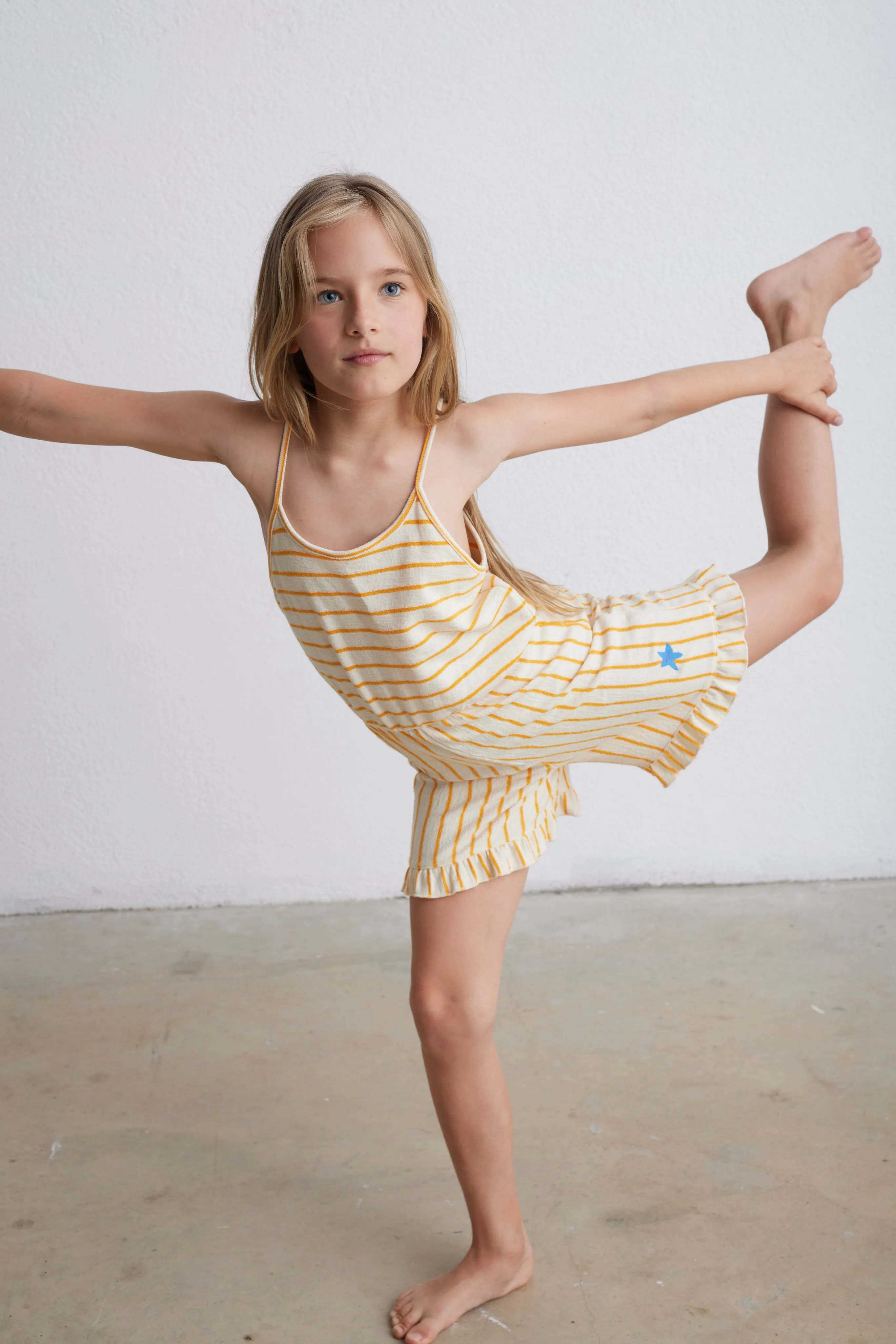 Organic Crepe Stripe Overalls