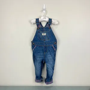 OshKosh B'gosh Floral Cuff Blue Jean Overalls 24 Months