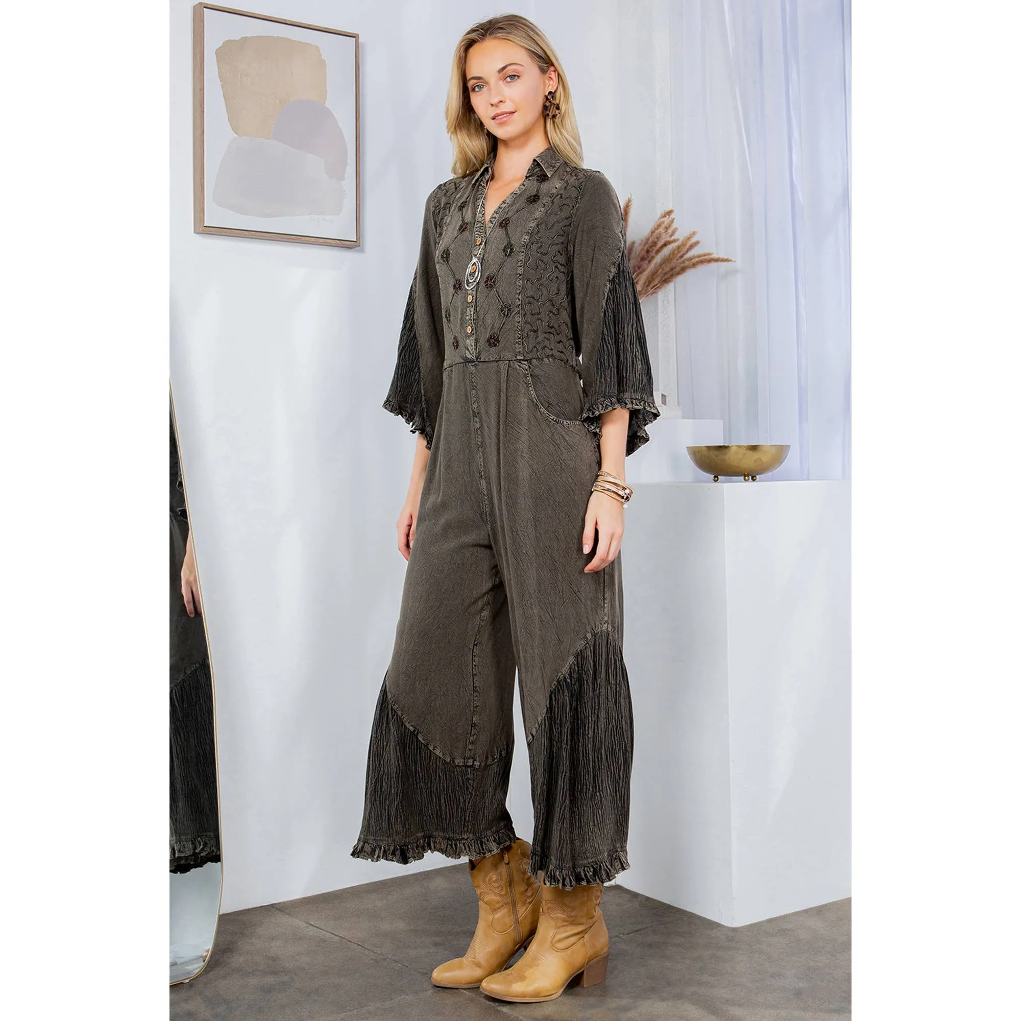 Overalls with Embroidery and Patchwork