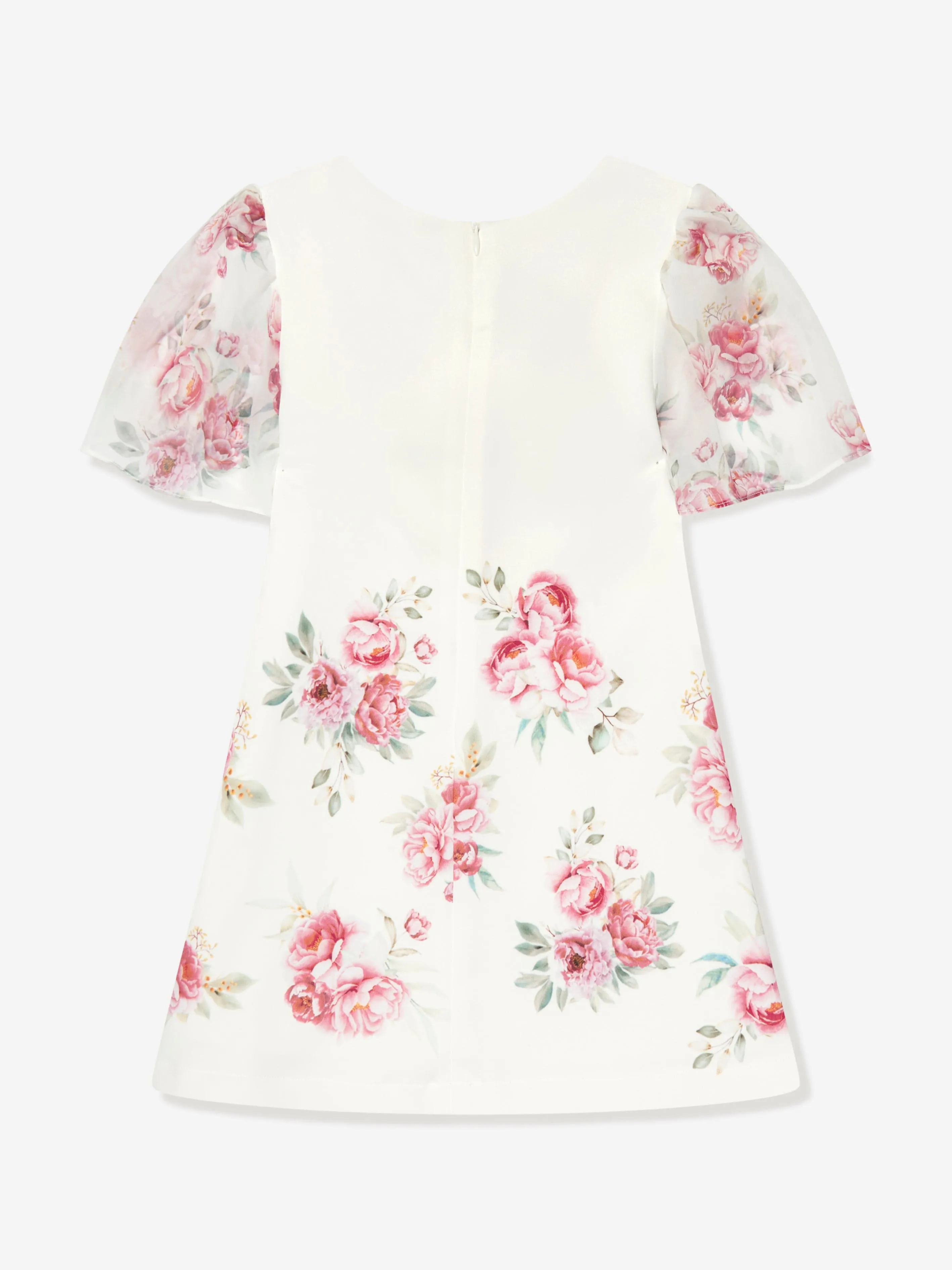 Patachou Girls Rose Print Dress in White