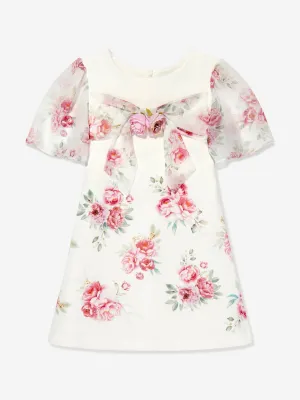 Patachou Girls Rose Print Dress in White
