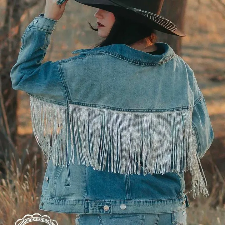 Plus Rhinestone Rodeo Denim Jacket*