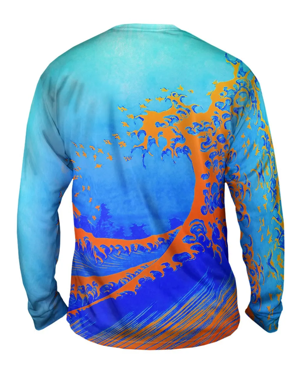 Pop Art Hokusai - "The Great Wave Orange Blue " (1830)