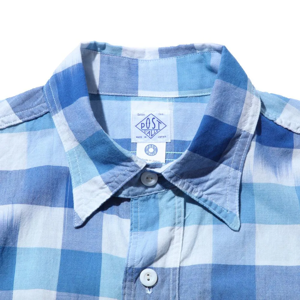 Post Overalls St. Louis Ikat Check Shirt Blue