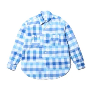 Post Overalls St. Louis Ikat Check Shirt Blue
