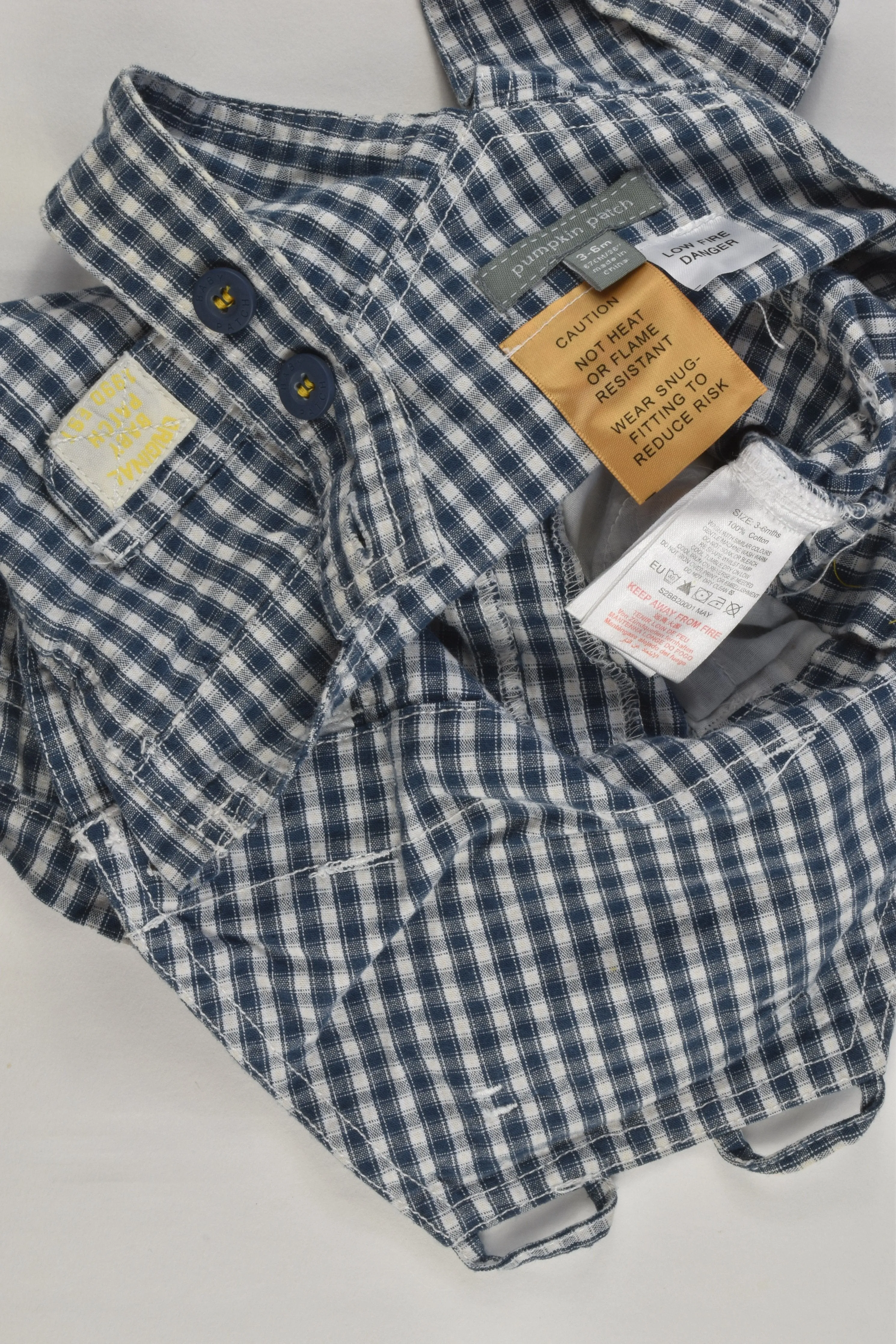 Pumpkin Patch Size 00 (3-6 months) Checked Short Overalls