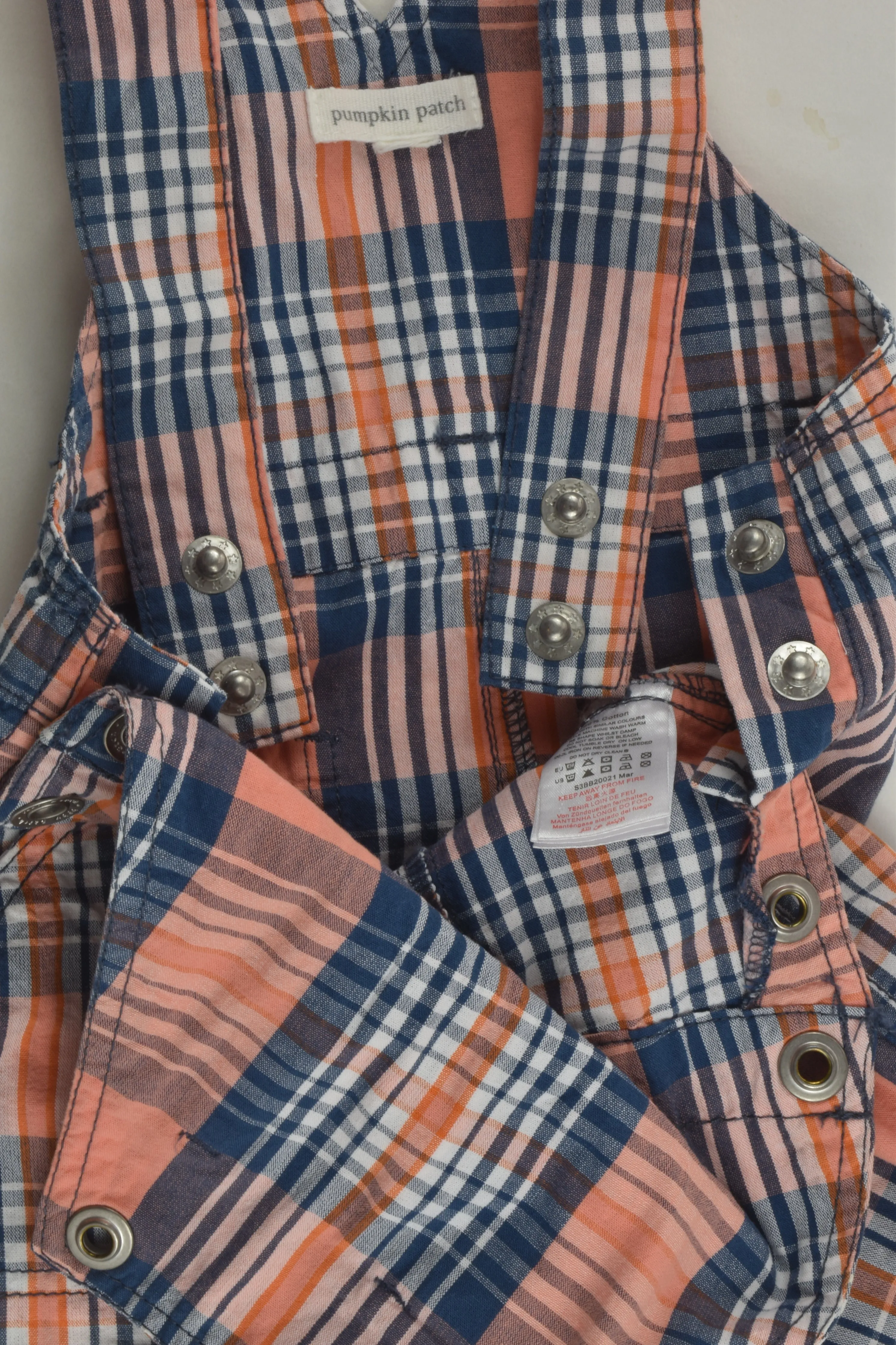 Pumpkin Patch Size 1 Checked Short Overalls