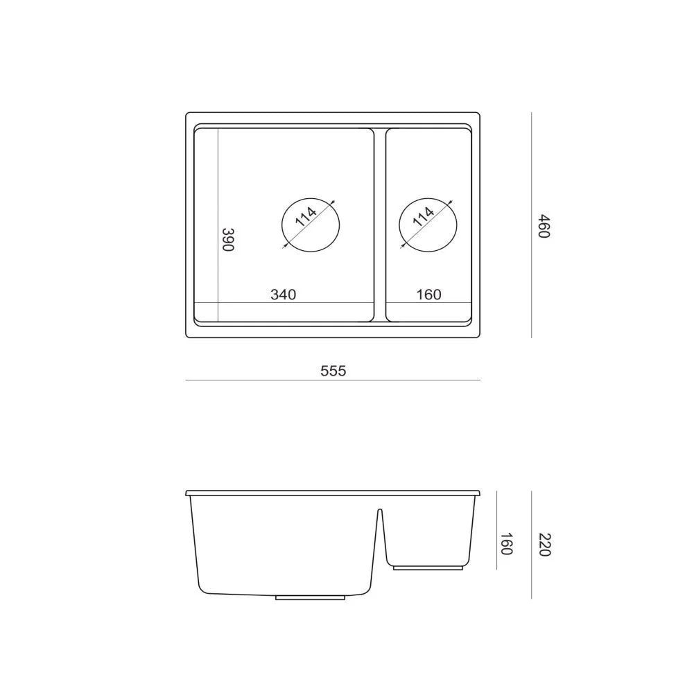 Quadron Logan 151 White, topmount or undermount sink