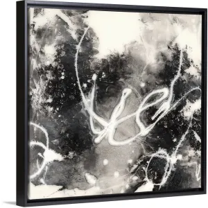 "Achromic Whispers I" Black Float Frame Canvas Art