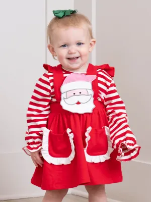 Red & White Striped Santa Overalls Set