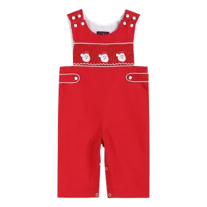 Red and White Santa Smocked Overalls