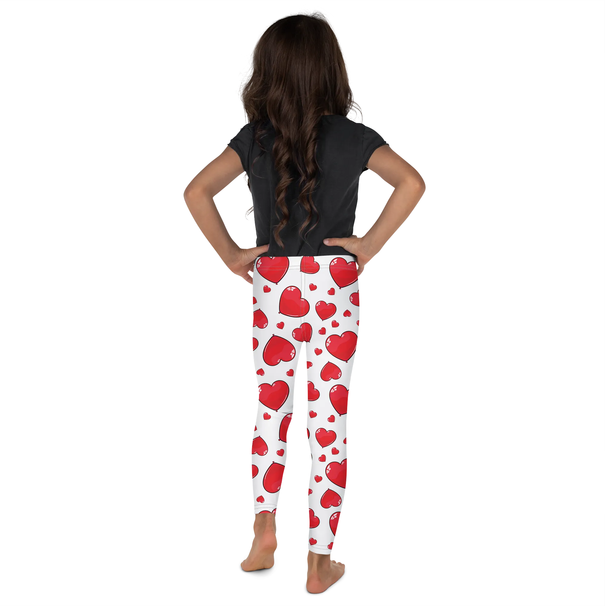 Red Heart Shaped Balloons Kid's Leggings