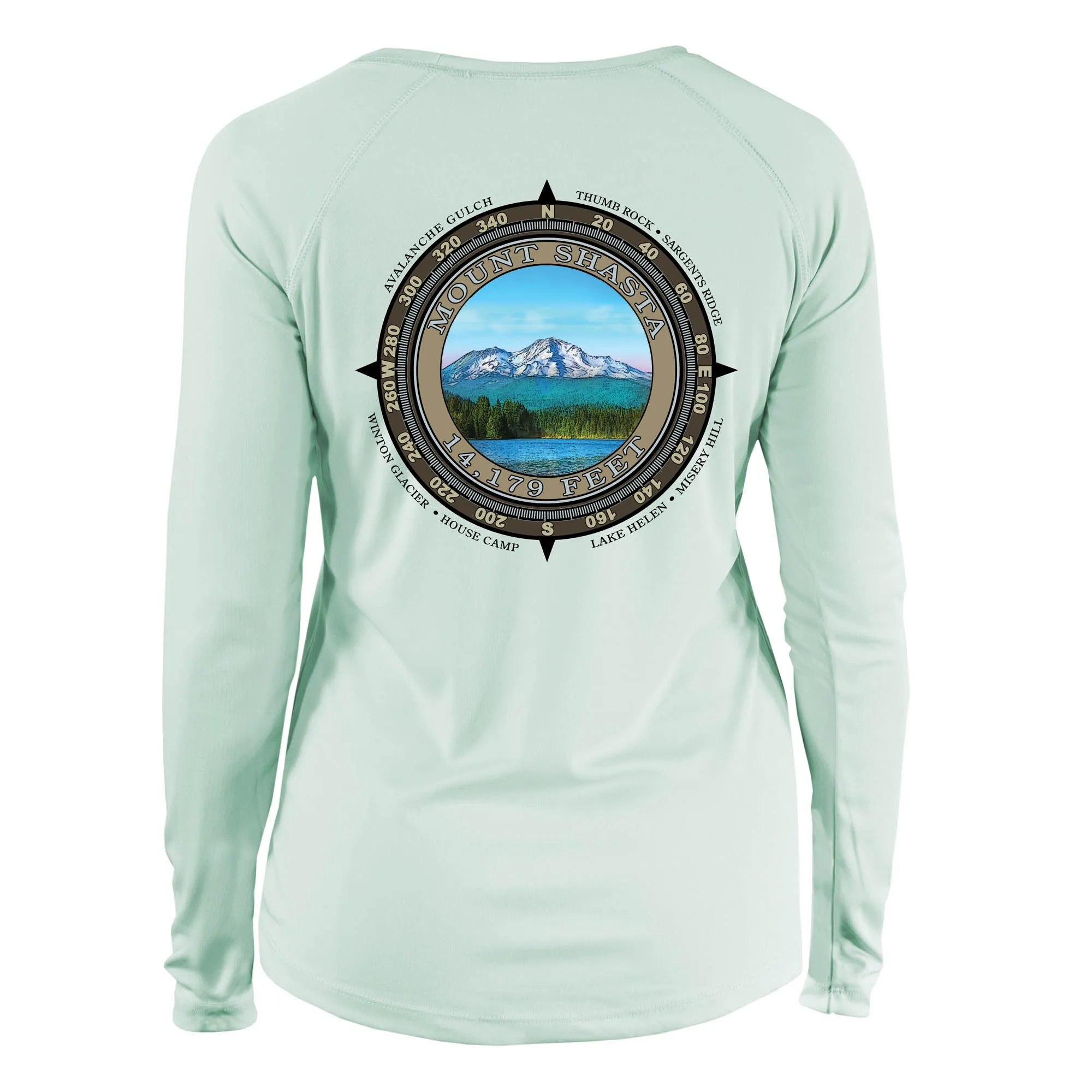Retro Compass Mount Shasta Long Sleeve Microfiber Women's T-Shirt