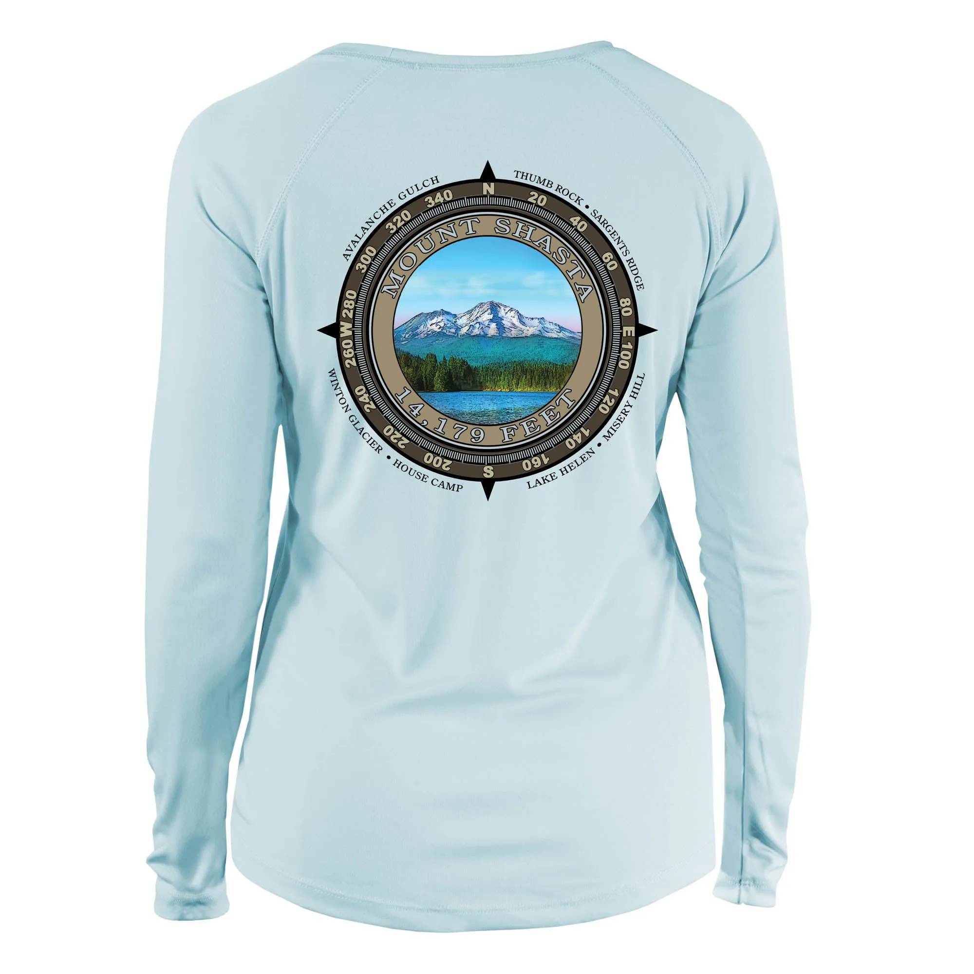Retro Compass Mount Shasta Long Sleeve Microfiber Women's T-Shirt