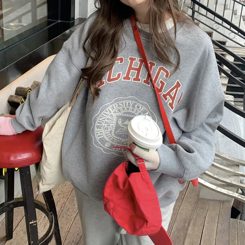 Round Neck Sweater Long Sleeve Printed Top Coat