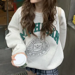 Round Neck Sweater Long Sleeve Printed Top Coat