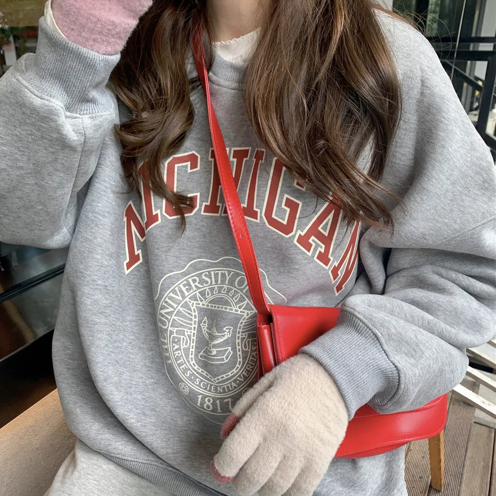 Round Neck Sweater Long Sleeve Printed Top Coat