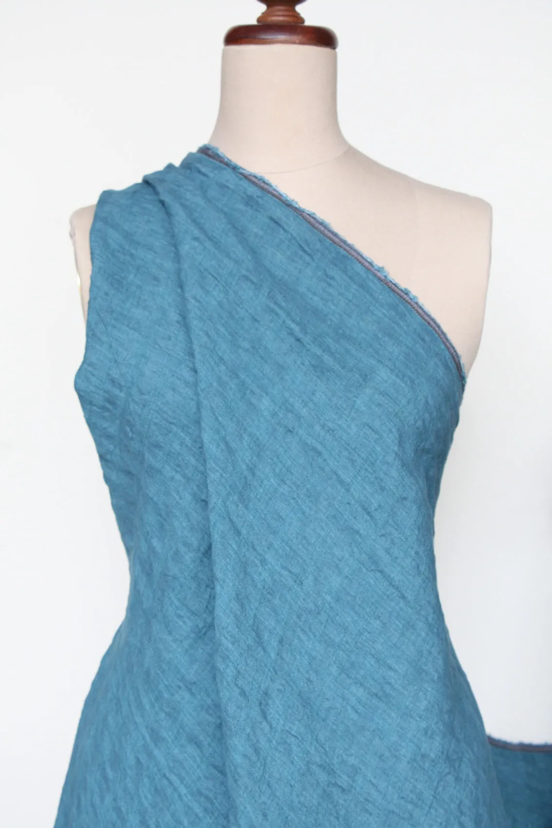 Self Check Teal Washed Linen