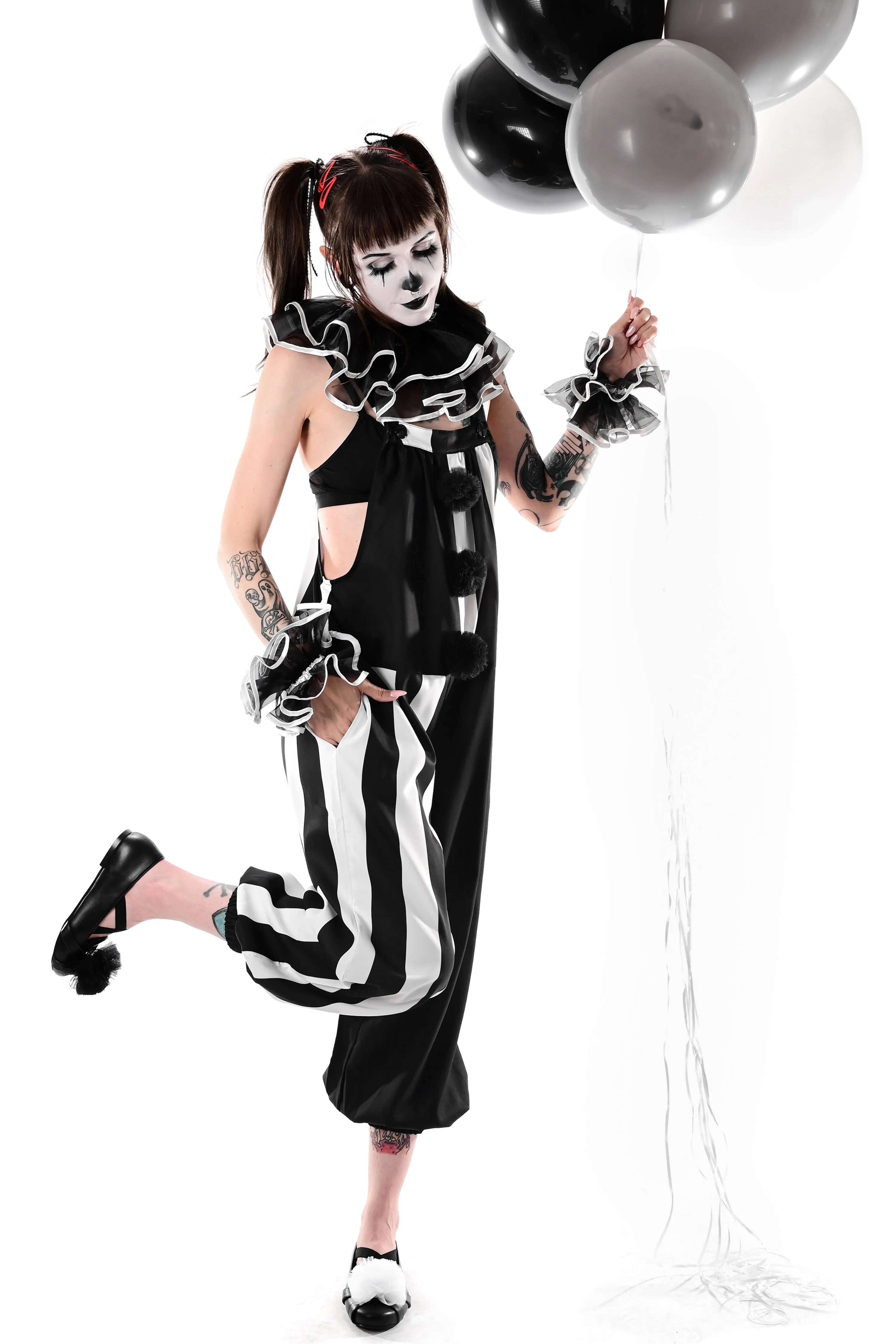 Side Show Overalls - White/Black - No Restock! - XS/Small/Medium/Large left! FINAL SALE