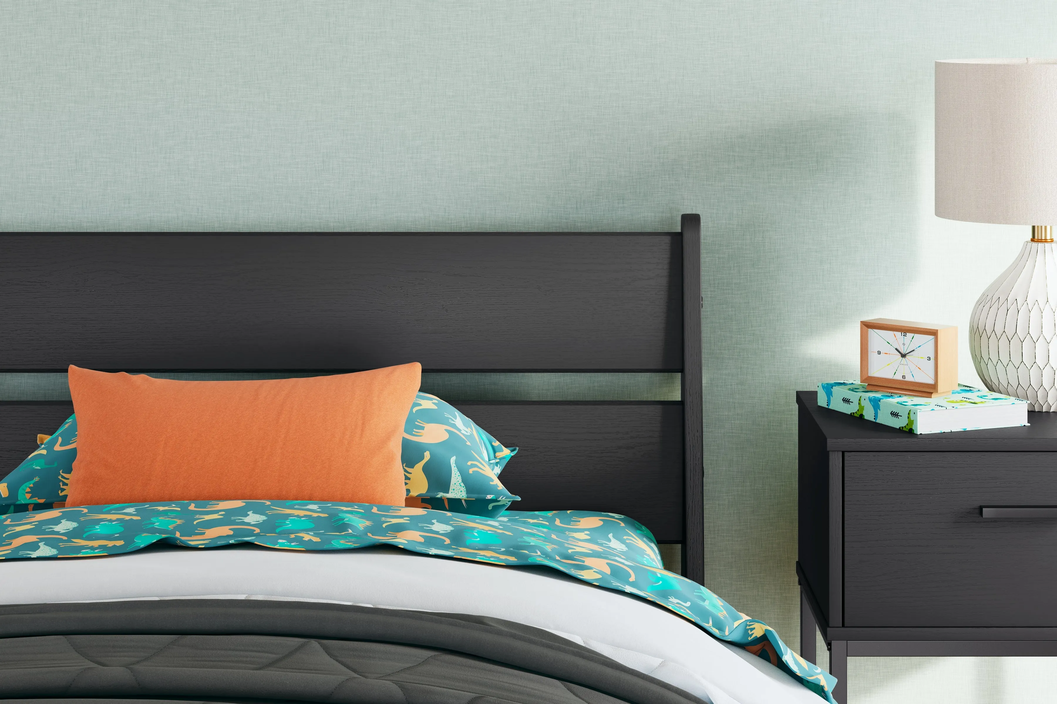 Socalle Twin Panel Headboard with Dresser and 2 Nightstands in Black