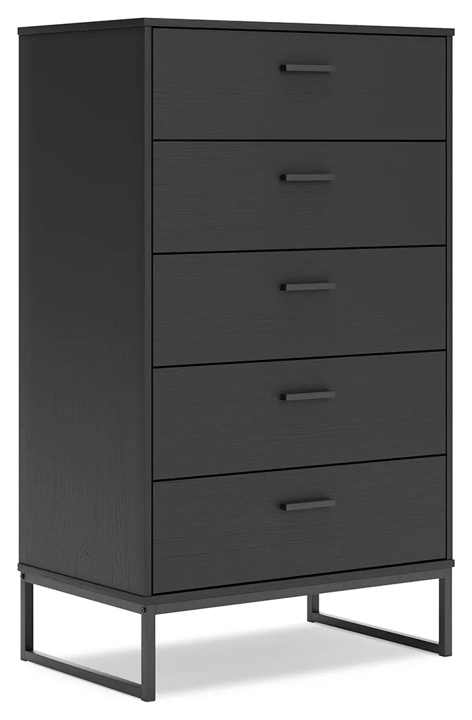 Socalle Twin Panel Headboard with Dresser and Chest in Black
