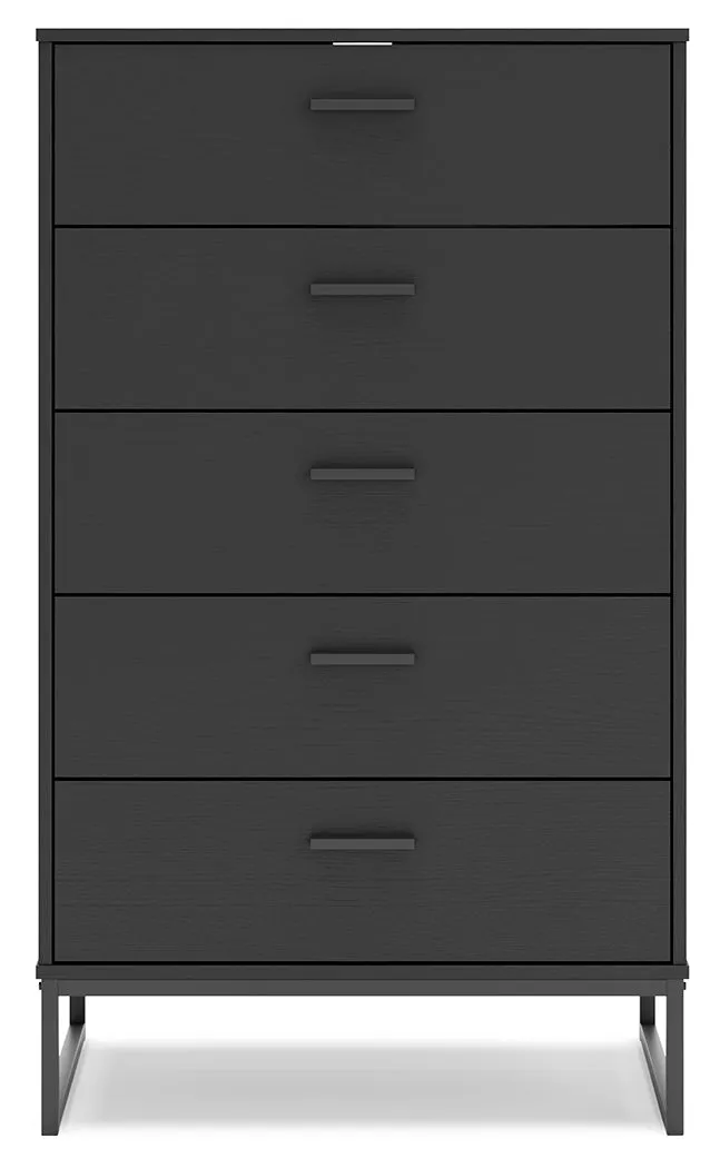 Socalle Twin Panel Headboard with Dresser and Chest in Black