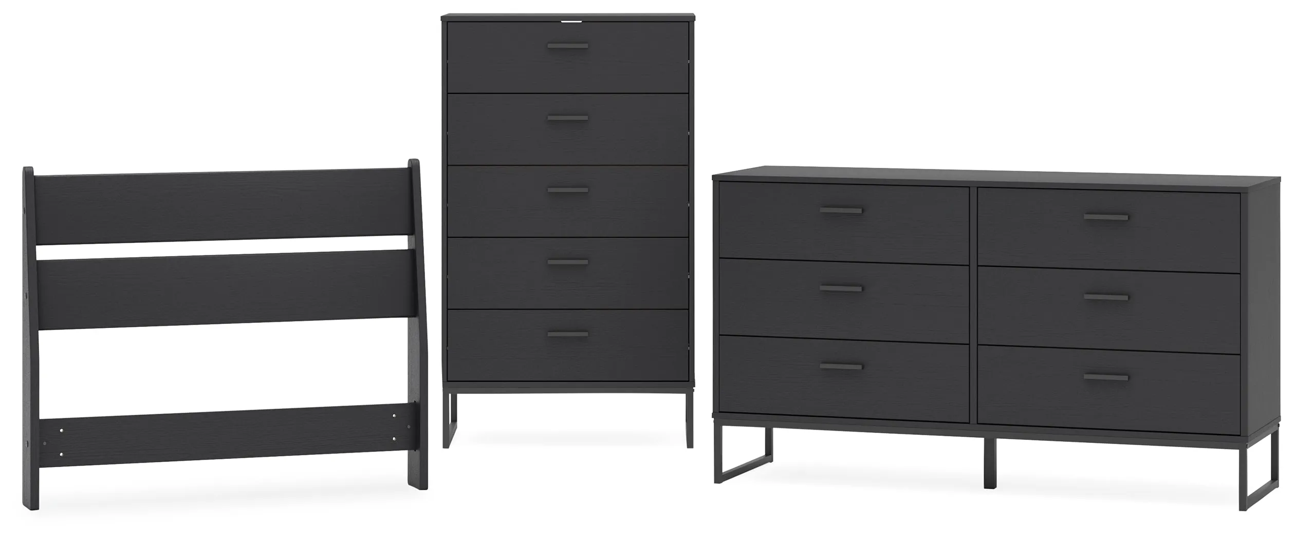 Socalle Twin Panel Headboard with Dresser and Chest in Black