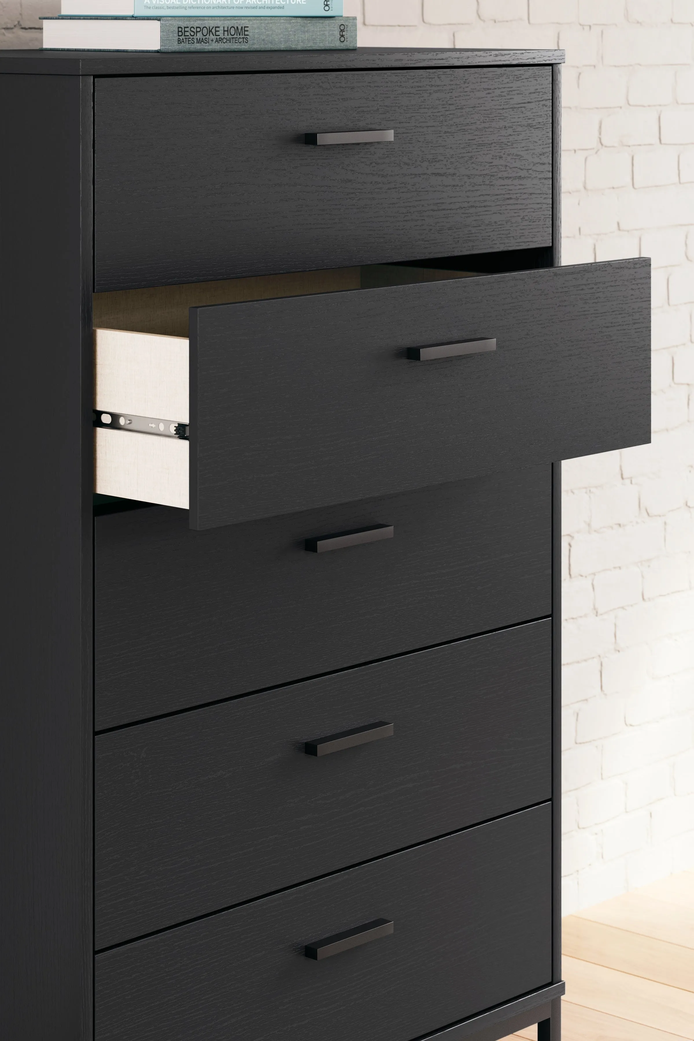 Socalle Twin Panel Headboard with Dresser and Chest in Black