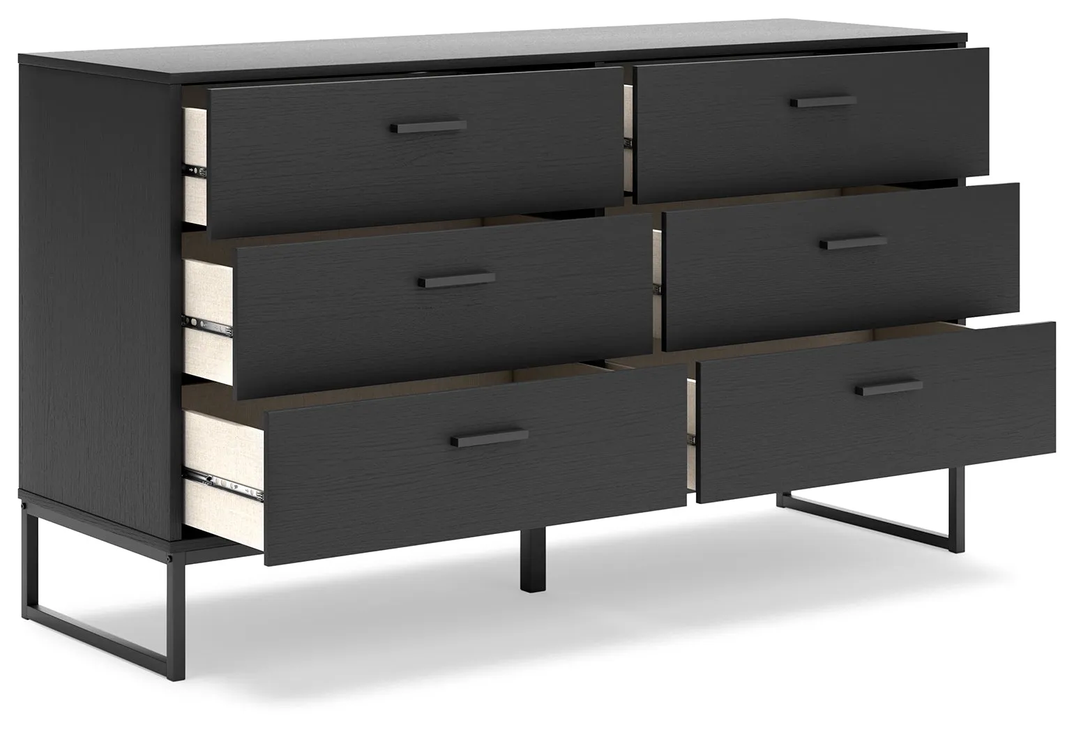 Socalle Twin Panel Headboard with Dresser and Chest in Black