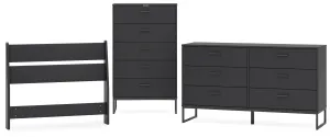 Socalle Twin Panel Headboard with Dresser and Chest in Black