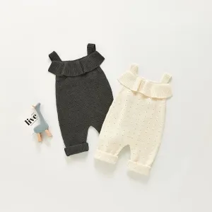Soft Knit Ruffled Overalls For Baby Boys And Girls