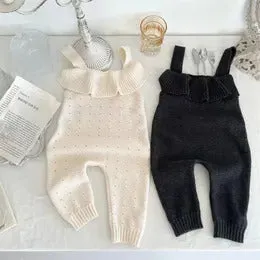 Soft Knit Ruffled Overalls For Baby Boys And Girls