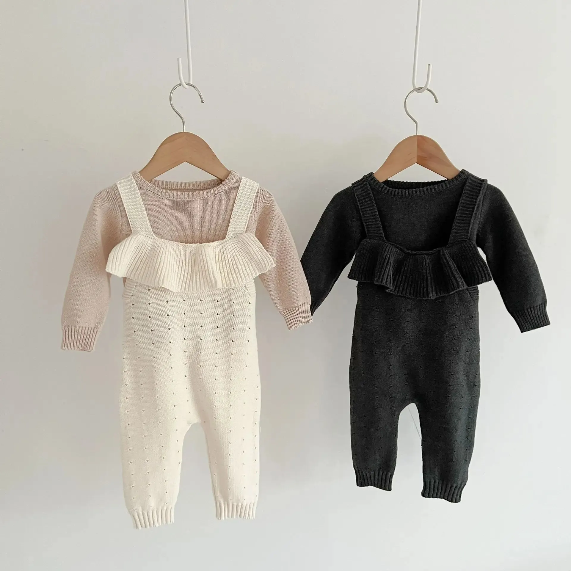 Soft Knit Ruffled Overalls For Baby Boys And Girls