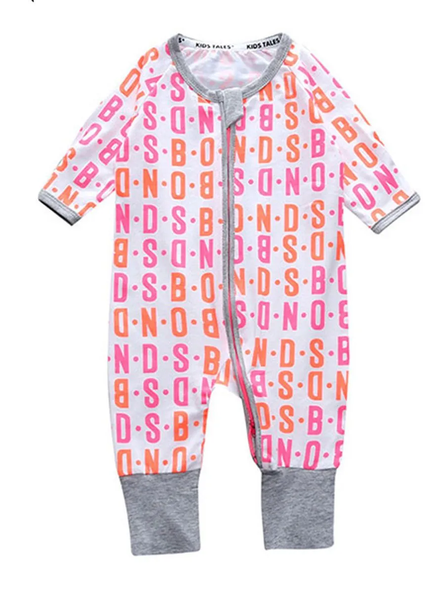 Spring Autumn Infant Boys Girl Printed Zip Overalls