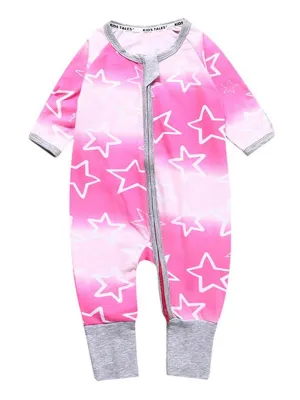 Spring Autumn Infant Boys Girl Printed Zip Overalls