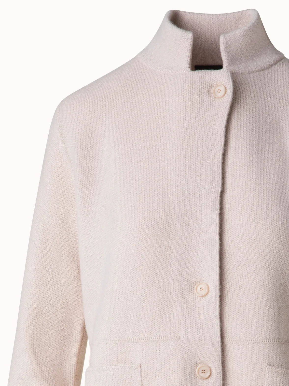 Stand Up Collar Cardigan in Cashmere
