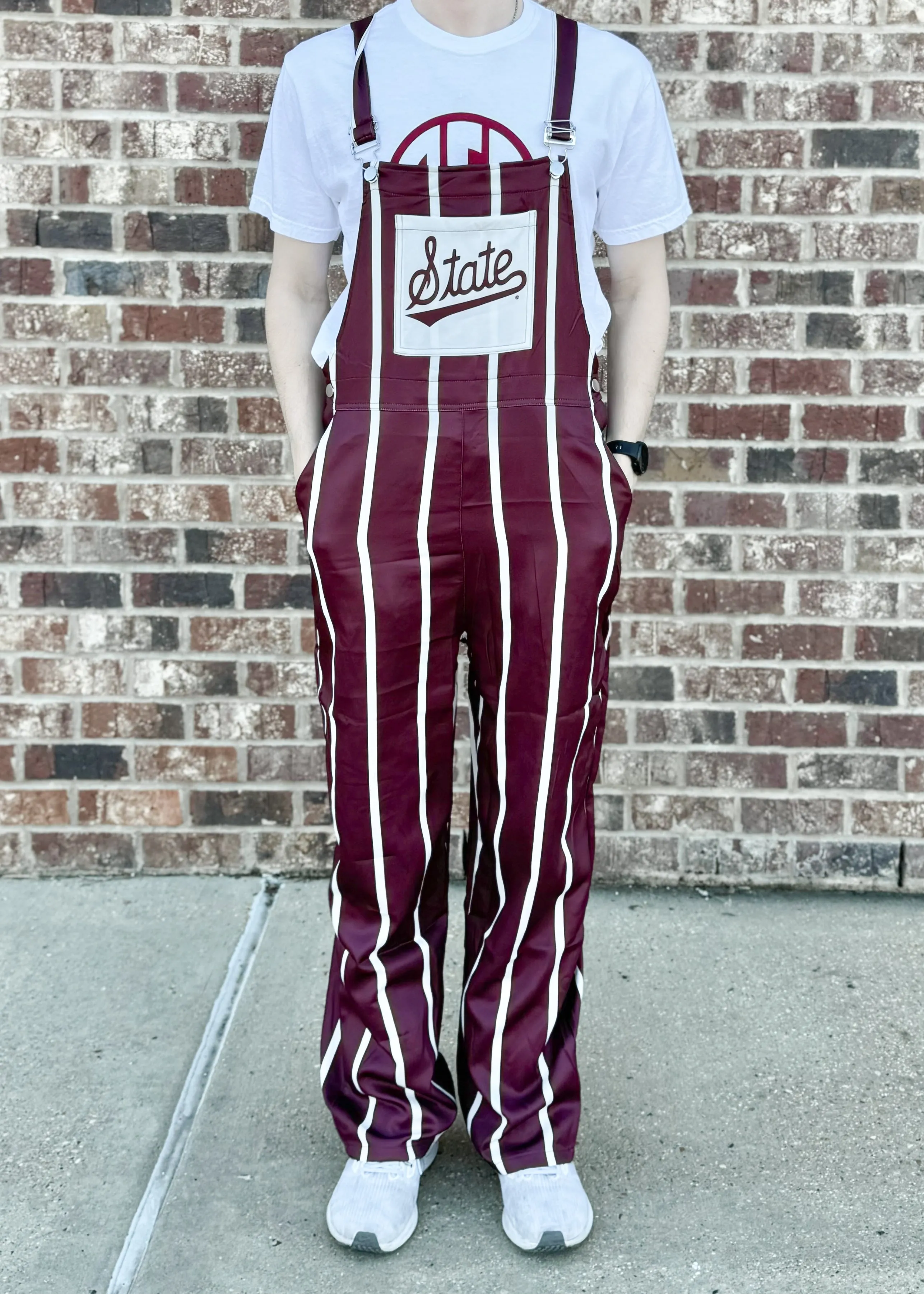 State Script Striped Game Day Overalls