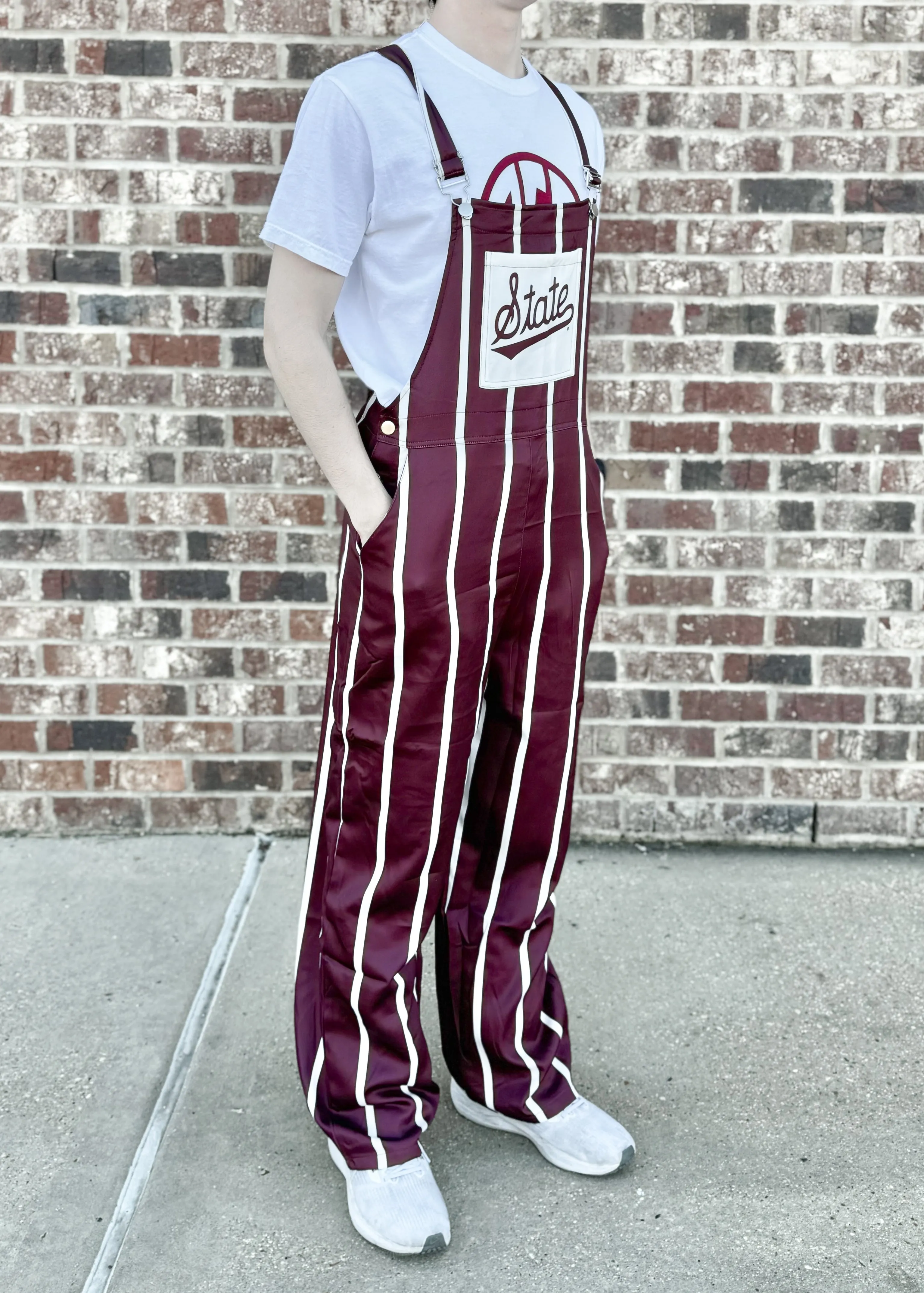 State Script Striped Game Day Overalls