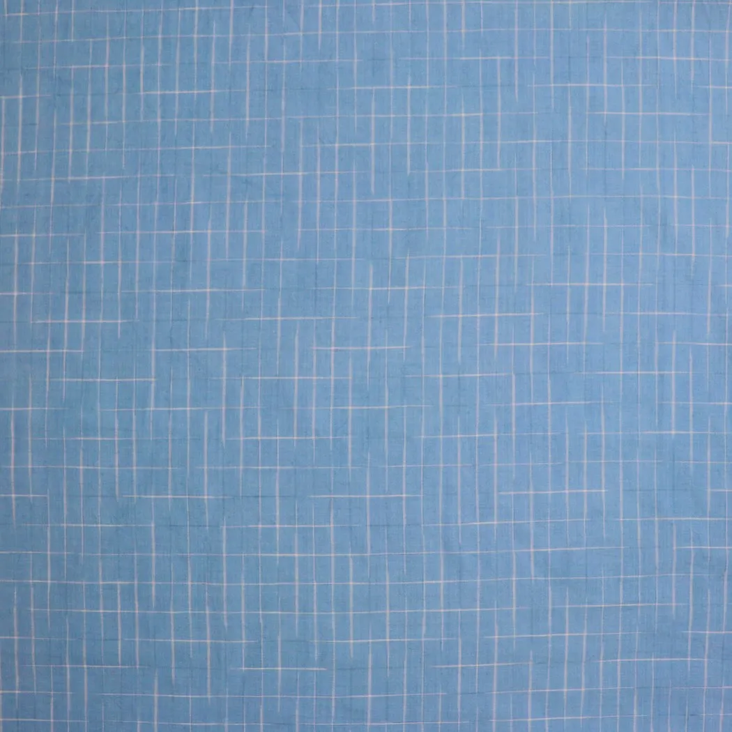 Swatch — Disappearing Check Handloom Cotton — Bluebird