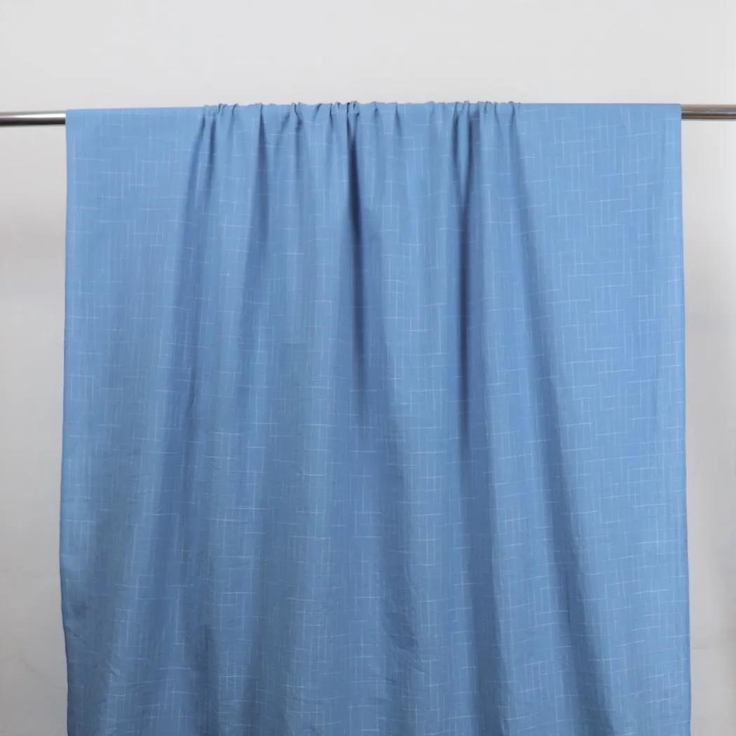 Swatch — Disappearing Check Handloom Cotton — Bluebird