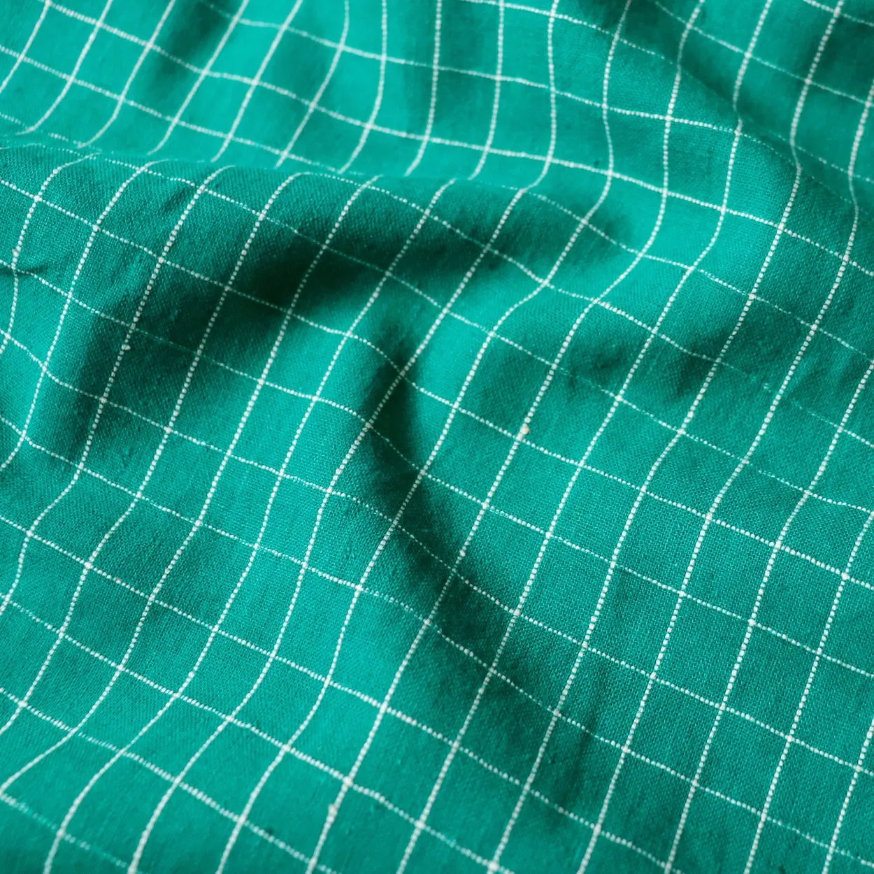 Swatch — Emerald Check Handloom Cotton