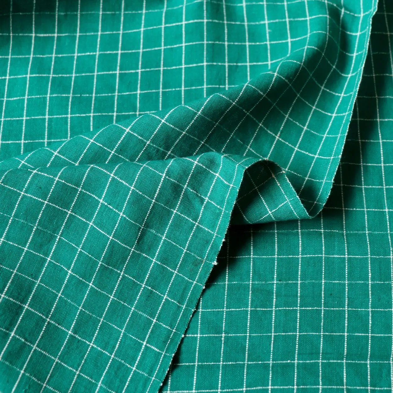 Swatch — Emerald Check Handloom Cotton
