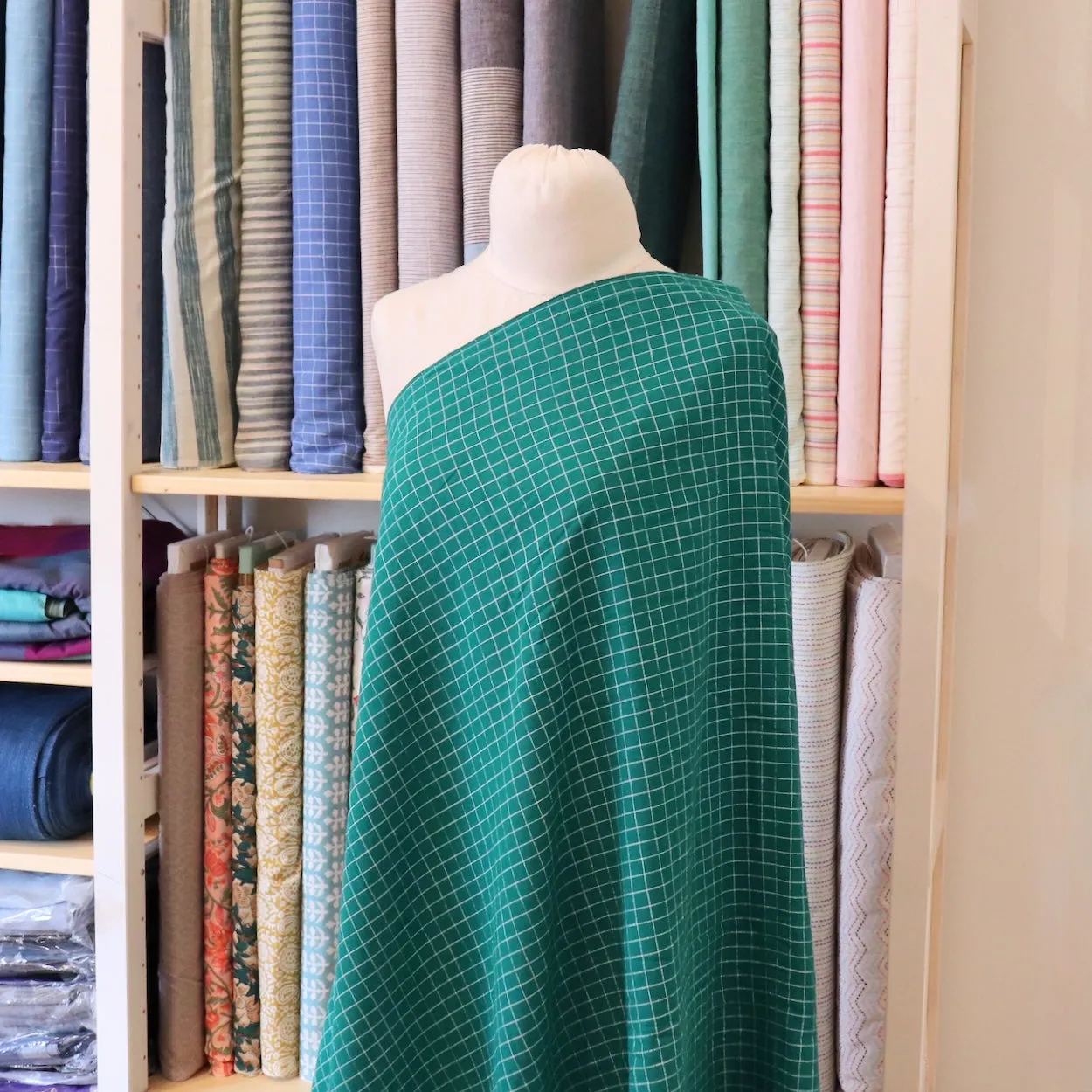 Swatch — Emerald Check Handloom Cotton