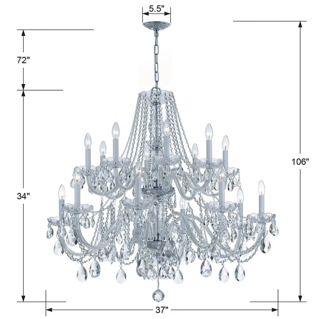 Traditional Crystal 16 Light Swarovski Strass Crystal Polished Chrome Crystal Chandelier