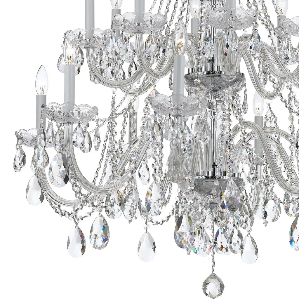 Traditional Crystal 16 Light Swarovski Strass Crystal Polished Chrome Crystal Chandelier