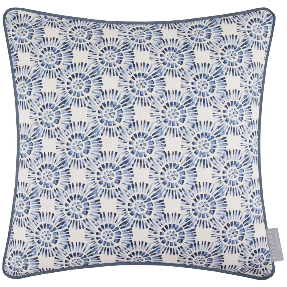 Vali Printed Piped Cushion Denim