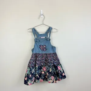 Vintage Cherokee Floral Denim Jumper Dress 5T USA
