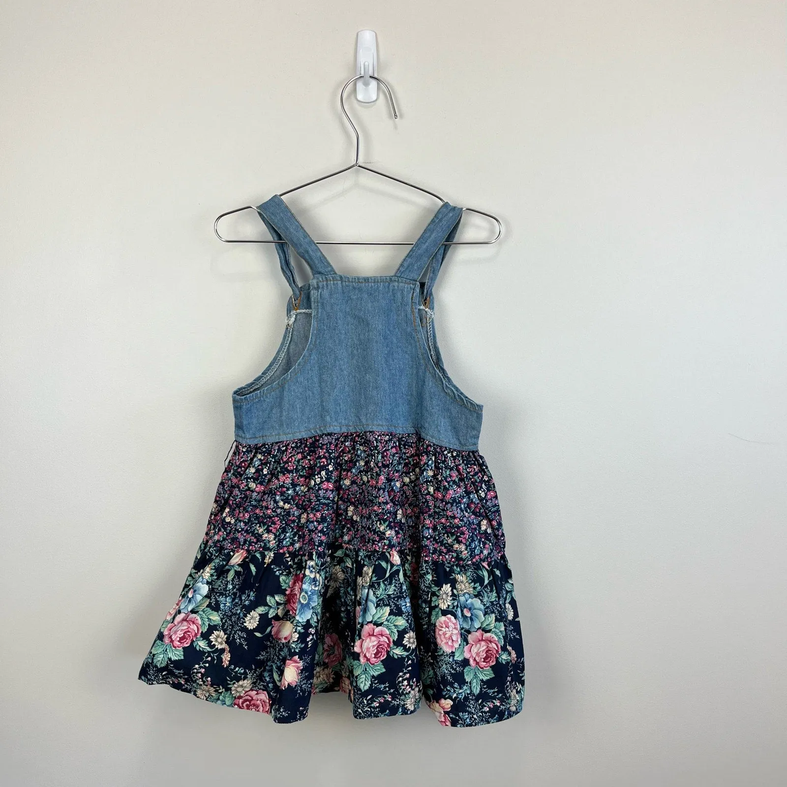 Vintage Cherokee Floral Denim Jumper Dress 5T USA